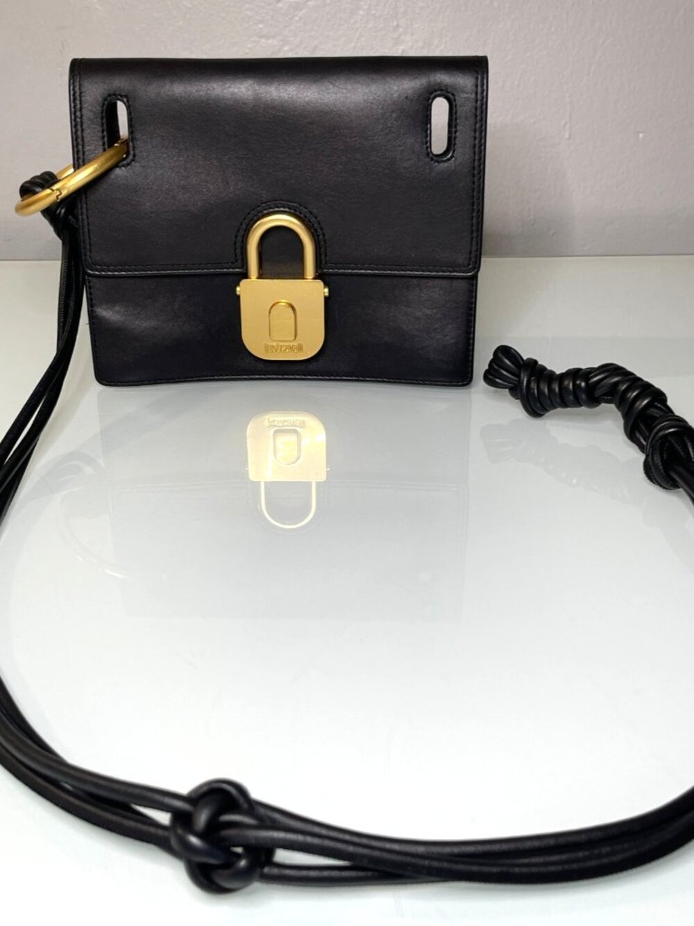 Just Cavalli 100% Calf Leather Black Women's Handbag Shoulder Bag FLAW - READ